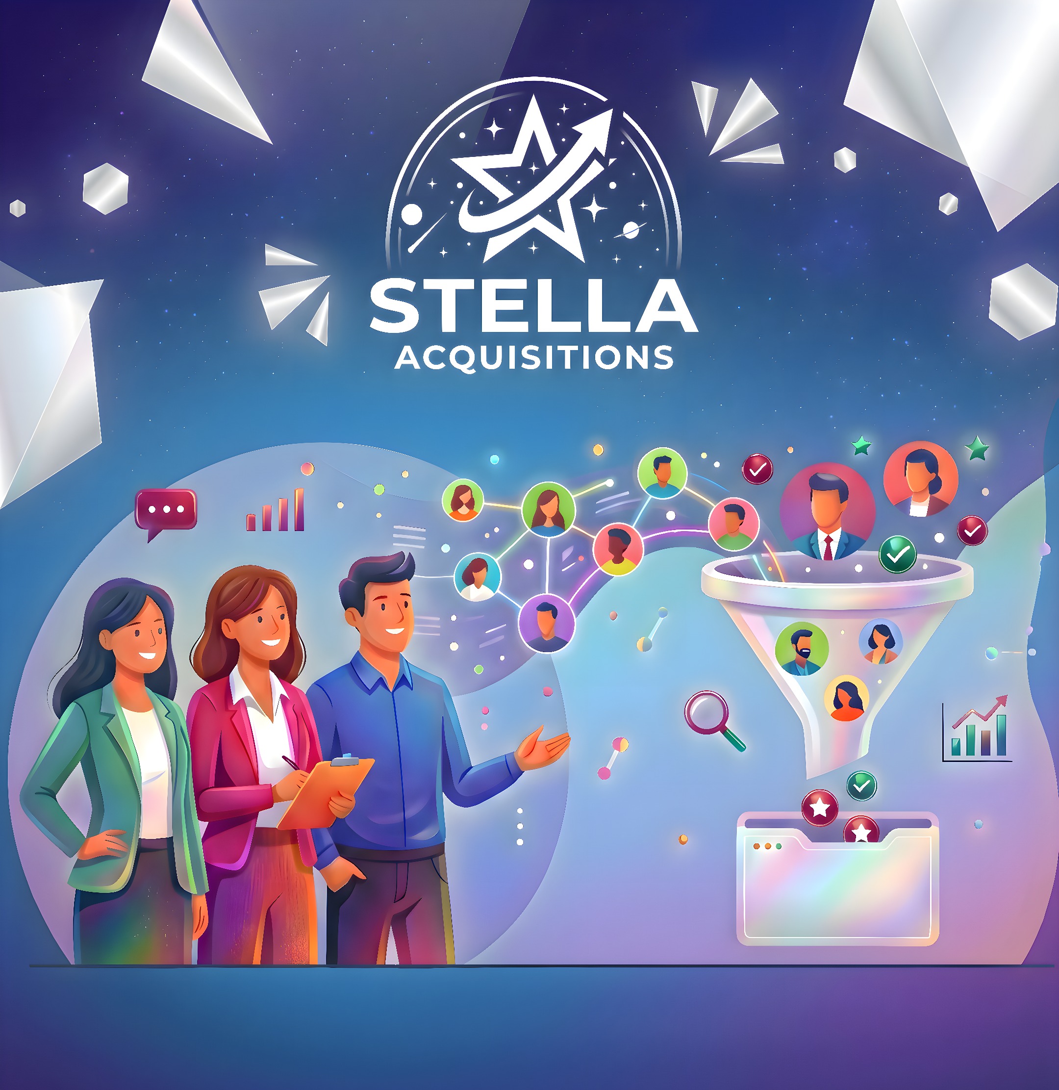 Stella Acquisitions complete marketing system — connecting leads through a full funnel